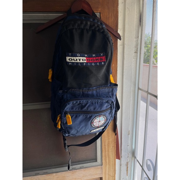 Tommy Hilfiger‎ Outdoors Backpack Blue Nylon Vintage Hiking Travel Bag